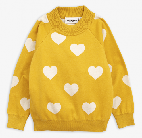 Свитер с сердцами Mini Rodini 1962010023 для девочек, цвет желтый